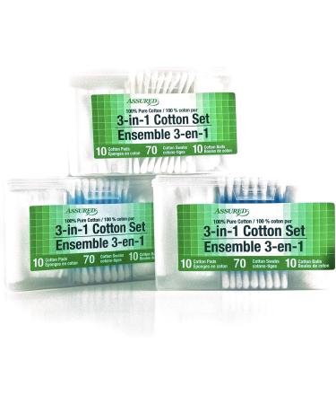 Shop Assured Cotton Pads Swabs & Balls - 3-in-1 Set (90 Items) | Blue Purple & White - International Shipping Available - Buy Online on GoSupps.com