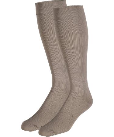 Truform Women's Compression Socks 15-20 mmHg Knee High Dress Socks - Tan Rib Knit, Small (2 Pack) - Buy Online on GoSupps.com