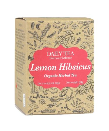 Daily Tea | Lemon Hibiscus | Organic herbal tea | 20 2-cup tea bags