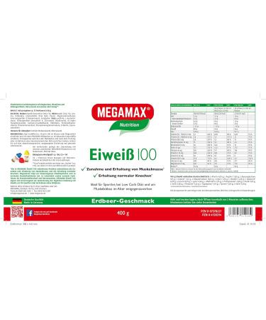 Buy Megamax Protein Strawberry 400g | Low Carb Muscle Building Shake | Aspartame-Free Whey & Milk Protein | Ideal for Baking | High-Quality Amino Acid Supplement - Buy Online on GoSupps.com