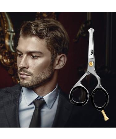 BRV MEN German Steel Rounded-Tip Scissors 10.6cm - Professional Grooming Scissors for Beard, Moustache, Nose, and Ear Hair Trimming - 100% Stainless Steel (Silver) - Buy Online on GoSupps.com