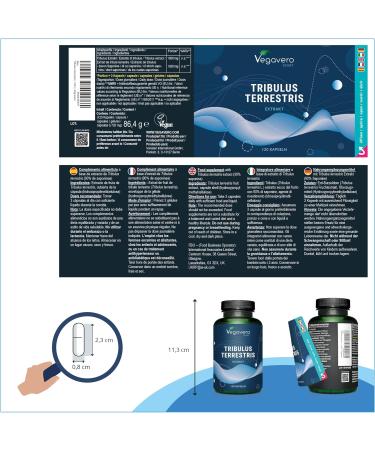 Tribulus Terrestris High Strength Vegavero | 1800mg Extract with 1620mg Saponins | Vegan Capsules for Stamina & Strength | Men & Women | Lab-Tested - Buy Online on GoSupps.com