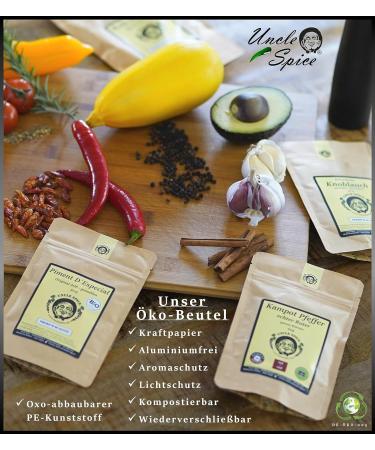 Uncle Spice Bio Black Kampot Pepper - 120g Premium Organic Hand-Picked Sun-Dried Peppercorns - DE- KO-005 - Buy Online on GoSupps.com