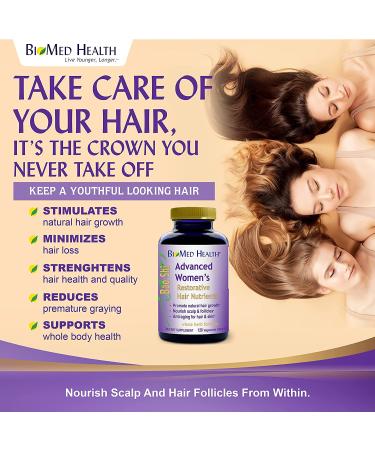 BioMed Health Hair Growth Vitamins for Women - 120ct | Promote Regrowth & Anti-Gray - Buy Online on GoSupps.com