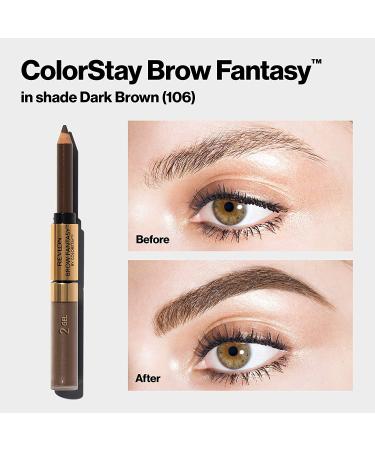 Revlon ColorStay Brow Fantasy Eyebrow Gel & Pencil - 2-in-1 Eye Makeup in Dark Brown 0.04 Oz - Longwearing Formula for Precision Application - Buy Online on GoSupps.com