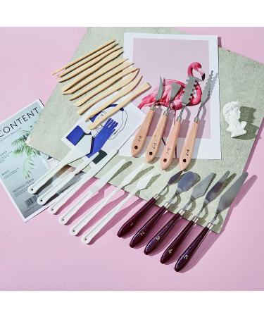 25PCS Painting Knives Set  Painting Knife Stainless Steel Palette Knife Metal Knife Wooden Handle Plastic Palette Knife Set-Knives - Buy Online on GoSupps.com
