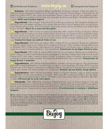  Biojoy Biojoy Organic Mullein Herbal Tea (500 g) dried and cut Mullein leaves (Verbascum thapsus) - Buy Online on GoSupps.com