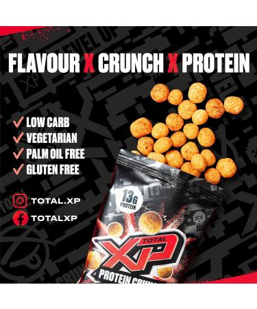 TOTAL XP Protein Crunch - Chilli Hotness 12 Pack: High Protein Snacks, Vegetarian, Low Carb, Keto Friendly, Gluten Free, Palm Oil Free - 13g Protein per Serving (12 x 24g) - Buy Online on GoSupps.com
