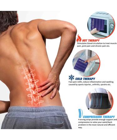 FEATOL Gel Pack Back Brace Lumbar Support for Back Pain Relief - Heat & Ice Gel Pack - Large/X-Large Size - Black - Buy Online on GoSupps.com