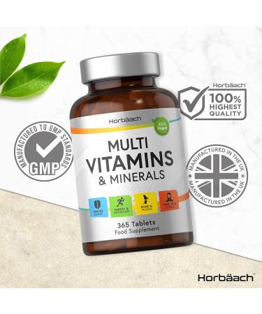 Multivitamin Tablets for Men and Women | 365 Count | with 24 Essential Nutrients Including Vitamin D B12 Zinc and Iron | 100% Vegan Supplement | by Horbaach - Buy Online on GoSupps.com