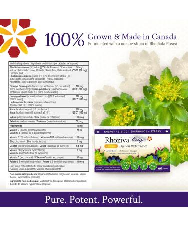 Rhoziva Edge - Horny Goat Weed Siberian Ginseng Maca Powder Rhodiola Rosea Libido Physical performance Energy. Adaptogenic Supplement | Vegetarian Capsules (Pack of 3) - Buy Online on GoSupps.com
