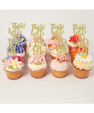 Hello 30 cupcakes topper-30th birthday hello thirty cupcake topper Suitable for your year: 1991 12 birthday cake topper set. Cupcake decoration. - Buy Online on GoSupps.com