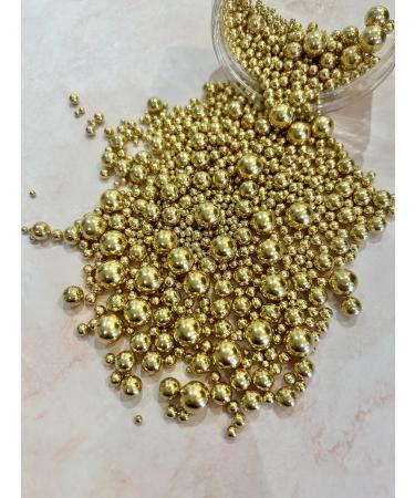 Metallic/Shimmer Balls Edible Cupcake Cake Topper Sprinkles (90G Tub) (Gold)