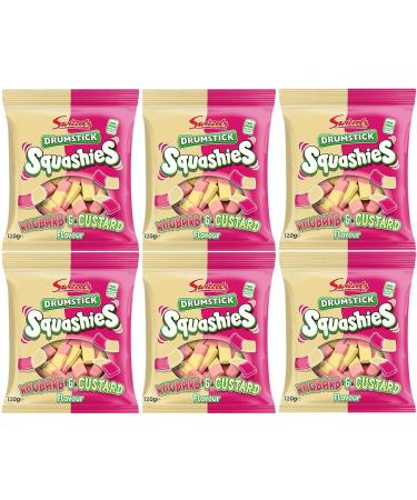 Swizzels Drumstick Squashies Rhubarb & Custard Flavour Bag Sweet Treats 120g Multi 6 Pack