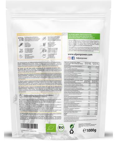Alpenpower Bio Whey Protein Vanilla 1kg - 100% Natural Additive-Free CFM Protein Powder - Premium Organic Alpine Milk - Buy Online on GoSupps.com