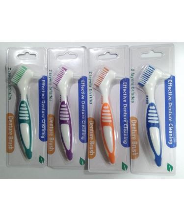 Gus Craft 4-Pack Denture Cleaning Brush Set - Premium Hygiene Denture Cleaner with Multi-Layered Bristles & Ergonomic Handle (Multiple Colors) - Buy Online on GoSupps.com