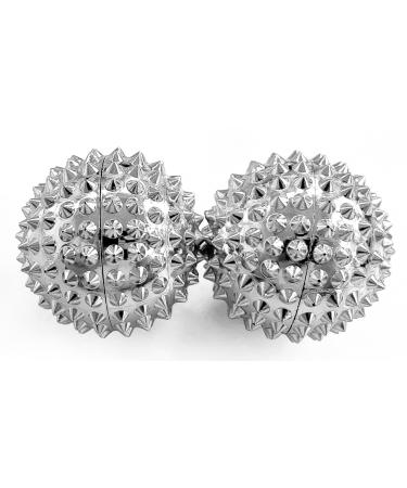 2x DBT skills hedgehog ball |Magnetic high stress acupressure ball |For stress relief or massage |for tension and for more mobility and concentration (silver) silver 32 mm