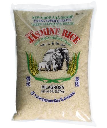Three Elephants Thai Jasmine Rice 5 Pound