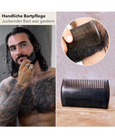 St rtebekker Premium Wooden Beard Comb & Handmade Leather Case | Perfect Gift Idea | Bilateral Design with Shaving & Beard Guide - Buy Online on GoSupps.com