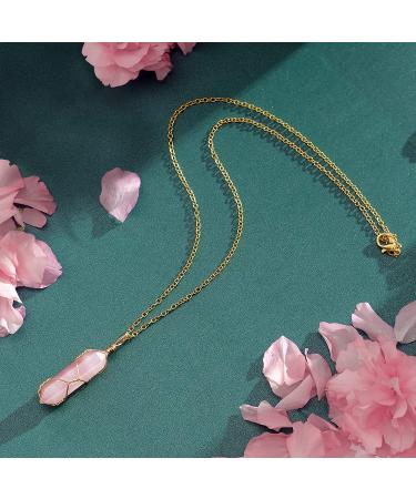 Wire Wrapped Healing Crystal Necklace - Hexagonal Reiki Rose Quartz Pendant for Women and Men - Buy Online on GoSupps.com