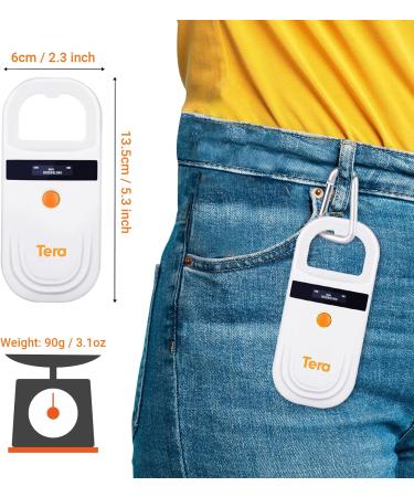 Tera Pet Microchip Reader Scanner RFID w/ OLED Display - Rechargeable & Portable - Supports EMID FDX-B - For Dog, Cat, Pig - Orange - Buy Online on GoSupps.com