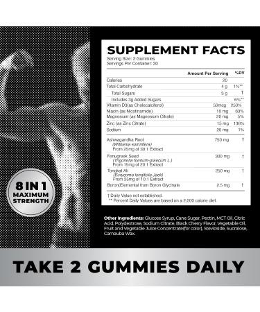 Morning Fat Burn Gummies & Testosterone Booster Suppplement | Test Booster Fat Burner & Metabolism Support with Green Tea & Raspberry Ketones | Appetite Suppressant & Energy Support | 1 Month Supply - Buy Online on GoSupps.com