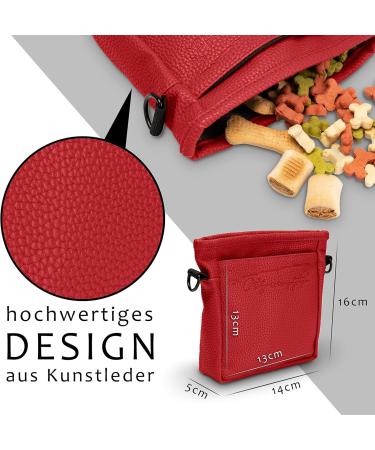 Ostfriesenpfoten Frieda Dog Treats Bag - High-Quality Synthetic Leather Red Size M Easy Open Lock - Ideal for Dog Walks & Outdoor Use - Buy Online on GoSupps.com