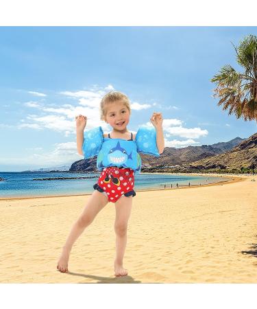 Cartoon Toddler Swim Vest with Sleeves | Adjustable Swimming Jacket for Kids 20-50 lbs | Blue Shark Design - Buy Online on GoSupps.com