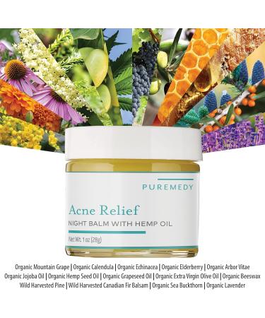 Puremedy Acne Relief Night Balm | All-Natural Homeopathic Salve with Hemp Oil for Clear Skin | 1 oz Jar - Buy Online on GoSupps.com