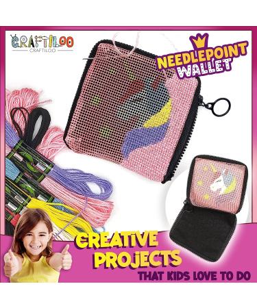 Kids Pre Printed Needlepoint Wallet Kit - Unicorn Embroidery Arts Set - Buy Online on GoSupps.com