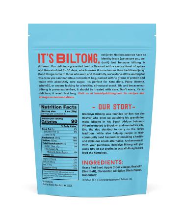 Brooklyn Biltong | Air Dried Grass Fed Beef Snack | South African Jerky | Whole30, Paleo, Keto Approved | Gluten & Sugar Free | Made in USA | 8 oz Bag (Original) - Buy Online on GoSupps.com
