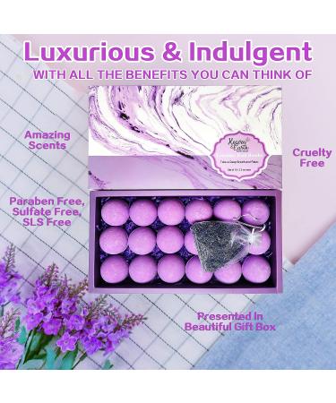 18 Lavender Bath Bombs Gift Set with Essential Oils - Organic Ingredients for Relaxing Bath - Natural Bath Balls for Men & Women - Buy Online on GoSupps.com