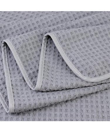 POLYTE Oversize Quick Dry Microfiber Bath Towel Set of 2 - 60x30in (Gray Waffle Weave) - Buy Online on GoSupps.com