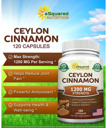 Organic Ceylon Cinnamon 1200mg - 120 Capsules | Heart Health Support Supplement - Buy Online on GoSupps.com