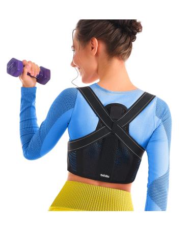 Selbite Posture Corrector for Women and Men - Adjustable Mid and Upper Back Brace - Comfortable New Model of Back Support - Improves Posture and Relieves Back Pain M (32 -35")