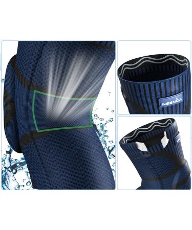 NEENCA Knee Brace Compression Sleeve | Patella Gel Pad & Side Stabilizers | Medical Grade XXL Dark Blue - Buy Online on GoSupps.com