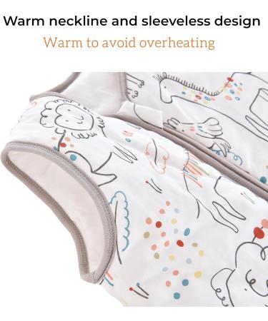 Chilsuessy 100% Cotton Baby Sleeping Bag 2.5 tog - Happiness Zoo Design, 130cm/4-6 Years - All Year Round Wearable Blanket for Toddler Boys and Girls - Buy Online on GoSupps.com