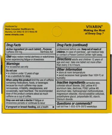 Vivarin Caffeine Alertness Aid - 200mg Tablets (40 Count) - Boost Mental Alertness - Same Caffeine as Coffee - Triple Pack - Fast International Shipping - Buy Online on GoSupps.com