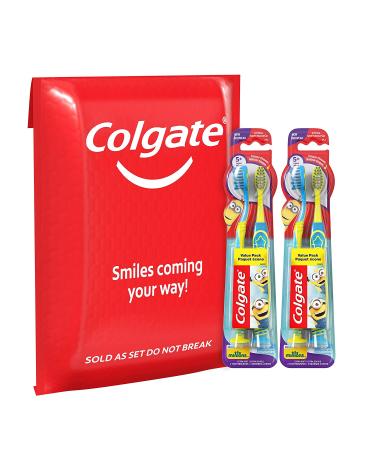 Colgate Kids Minions Toothbrush 4 Pack - Extra Soft Bristles, Suction Cup Holder - Buy Online on GoSupps.com