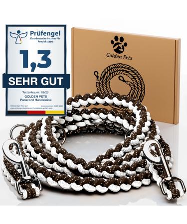 Test grade: very good - dog leash reflecting i 2m adjustable weatherproof & tearproof up to 250 kg i paracord Kleine Umh ngeleine i small - large dogs white - brown 2 m dogs from 15 kg
