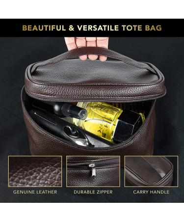 Sandalwood Bath Gift Set for Him - Personal Care Spa Kit in Leather Bag | Relaxing Man Gift Basket with Shower Gel, Bubble Bath, Body Oil, Bath Bomb & More - Buy Online on GoSupps.com