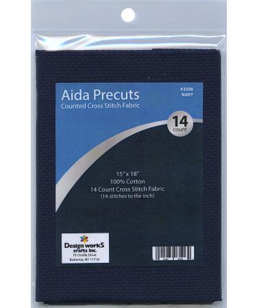 Design Works Crafts 14 Counted Cross Stitch-Navy Pre-Cut Aida Fabric, Gold