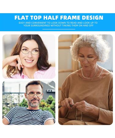 2 Pack Half Lens Reading Glasses - Blue Light Blocking Half Moon Frame Spring Hinge Mens & Womens - Black/Gunmetal +2.5 - International Shipping Available - Buy Online on GoSupps.com