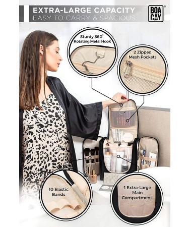 X-Large Hanging Travel Toiletry Bag for Women and Men - Sapphire Black | Bathroom and Shower Organizer Kit with Elastic Band Holders for Toiletries, Cosmetics, Makeup Brushes - Buy Online on GoSupps.com