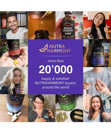 NUTRAHARMONY Liquid Biotin & Collagen - Extra Strength 60000 mcg - Hair Growth & Skin Health - Fast Absorption - B7 Supplement for Men & Women - Buy Online on GoSupps.com