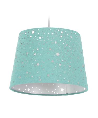 Relaxdays children's room lamp stars hanging lampshade boys & girls starry sky E27 round fabric shade mint