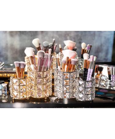 Crystal Makeup Brush Holder Organizer - Handcrafted Bling Vanity Storage Cup (Gold) - Buy Online on GoSupps.com