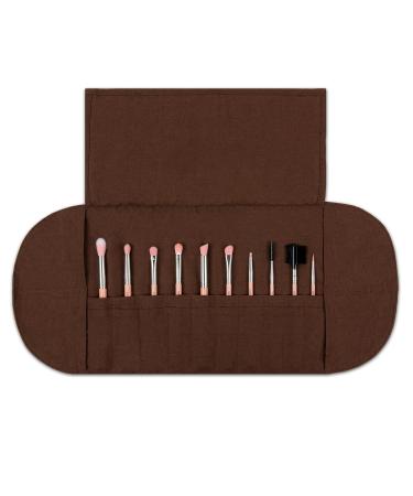 Bdellium Tools Professional Pink Bambu Makeup Brush Set - 10pc Eyes Only with Roll-Up Pouch | International Shipping Available - Buy Online on GoSupps.com