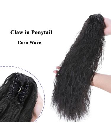 Ponytail Extension - 24 Natural Black Wavy Hair Piece with Clip Realistic Braid Hair Extensions for Women - Buy Online on GoSupps.com
