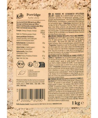  KoRo KoRo - Organic Apple-Cinnamon Porridge 1kg - Vegan - For porridge or overnight oats - Quick & easy to prepare - Buy Online on GoSupps.com